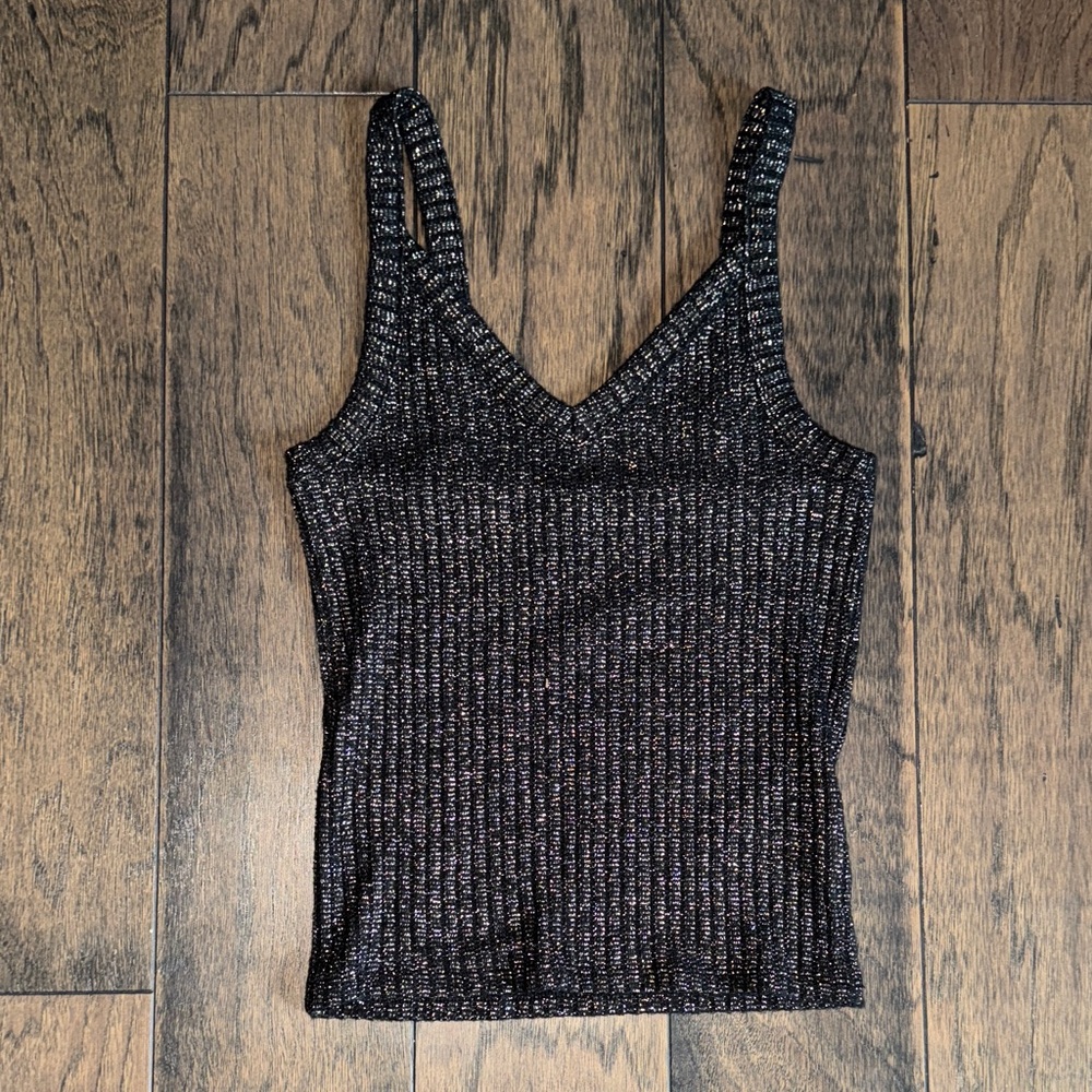 American Eagle Outfitters Black Sparkle Tank Top
